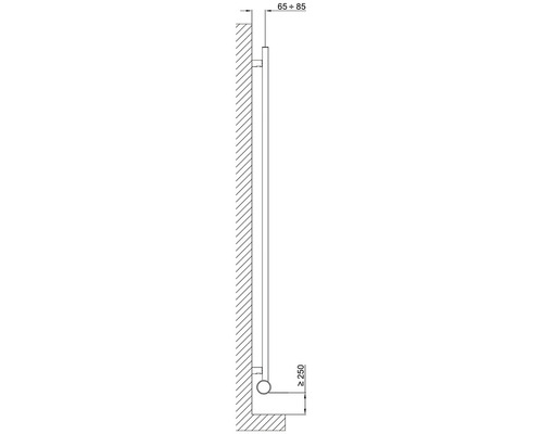 Technický nákres madla na montáž na stenu s rozmermi