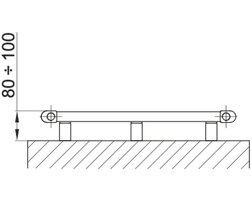 Technický výkres relingového systému s rozmerom 80 až 100