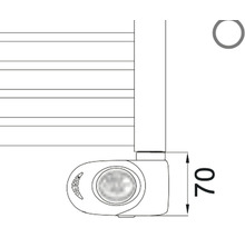 Radiátor s termostatom a údajom o veľkosti 70