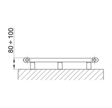 Technický nákres madla s výškovým údajom medzi 80 a 100 milimetrami.