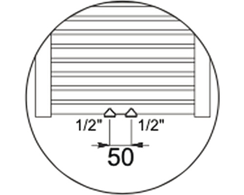 Schéma konštrukcie s rozstupmi pol palca