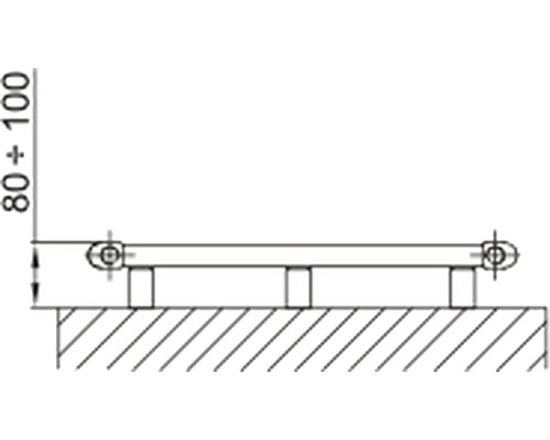 Technický nákres zábradlia s rozmermi medzi 80 a 100 milimetrami.