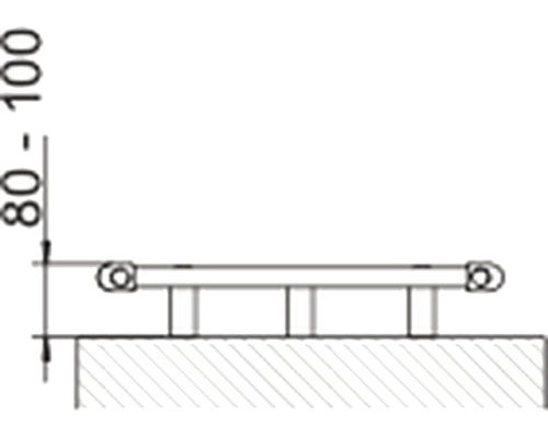 Technický nákres produktu s výškou 80 až 100 milimetrov