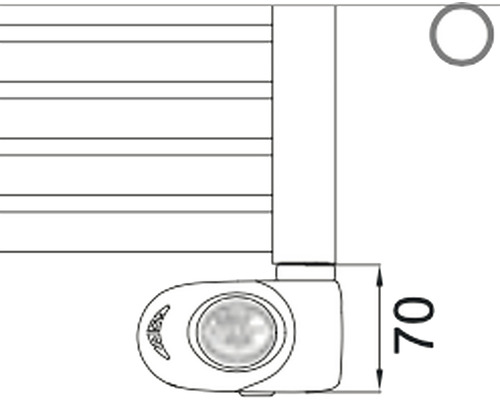 Obrázok pripojovacej súpravy radiátora s rozmermi 70 mm.