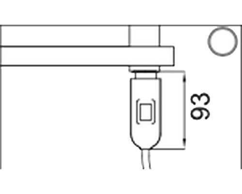 Nákres spínača s dĺžkou 93 milimetrov