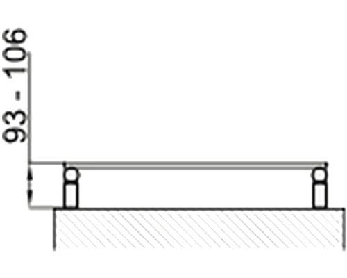 Technický nákres madla s rozmermi 93 až 106 milimetrov