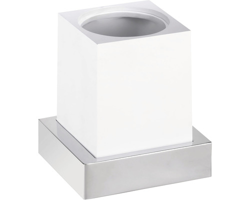 Pohár na zubné kefky z plastu a kovu