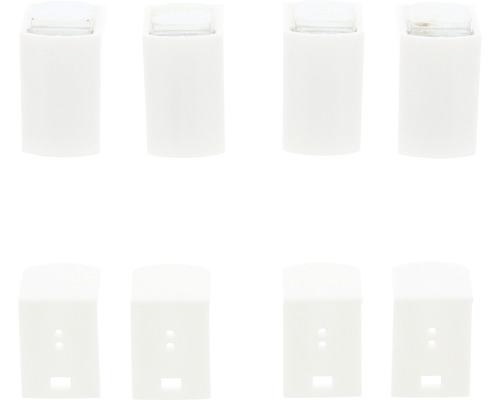 Osem bielych slepých zástrčiek pre nábytok