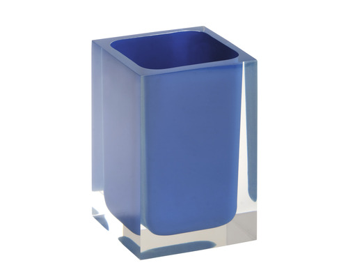 Štvorcový modrý kvetináč zo skla