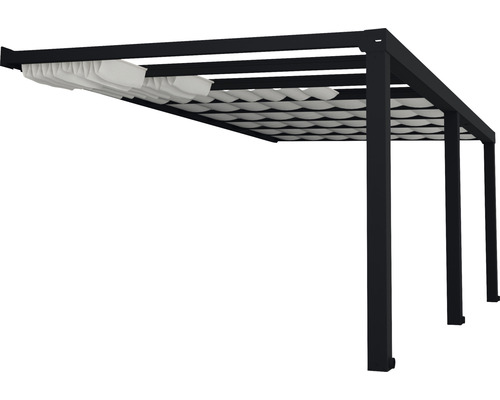 Pergola s posuvnou látkovou strechou do záhrady
