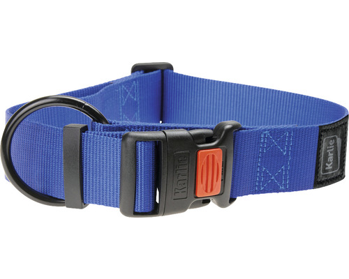 Obojok pre psa Karlie Art Sportiv Mix & Match nastaviteľný XL 40 mm 55-75 cm modrý Modrý obojok pre psov s čiernou sponou a D-krúžkom