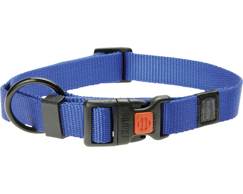 Obojok pre psa Karlie Art Sportiv Mix & Match nastaviteľný M 20 mm 40-55 cm modrý Modrý nylónový obojok pre psy s kovovými prvkami