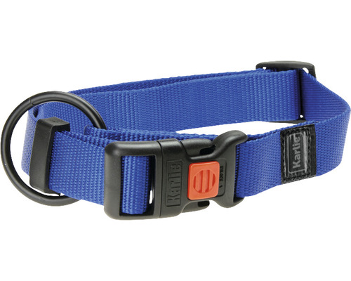 Obojok pre psa Karlie Art Sportiv Mix & Match nastaviteľný L 25 mm 45-65 cm modrý Modrý nylonový obojok pre psov s logom Karlie