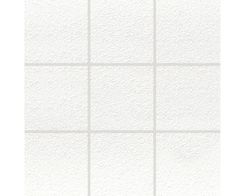 Jednofarebná dlažba biela matná 9,8x9,8 cm reliéfna GAF Detail bielych štruktúrovaných dlaždíc so škárami