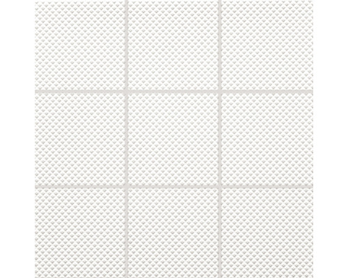Dlažba biela matná 9,8x9,8 cm reliéfna GRS