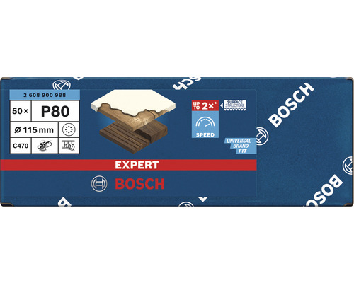 Brúsny papier Bosch Expert, zrnitosť P80, priemer 115 mm, 50 kusov