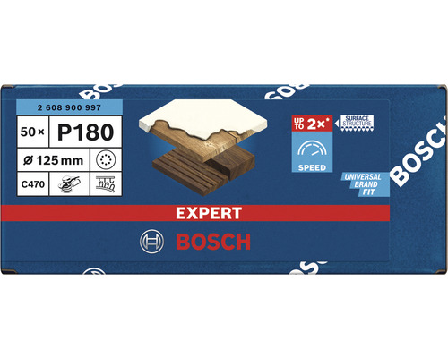 Brúsny papier Bosch Expert P180, priemer 125 mm, 50 kusov