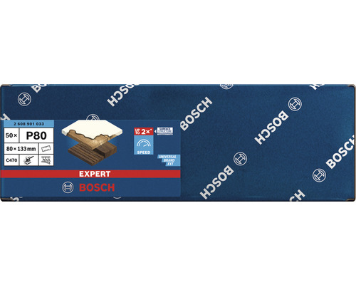 Brúsny papier Bosch Expert P80, 80x133 mm, 50 kusov
