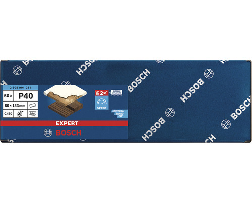 Brúsny papier Bosch Expert P40, 50 kusov, rozmer 80 x 133 milimetrov