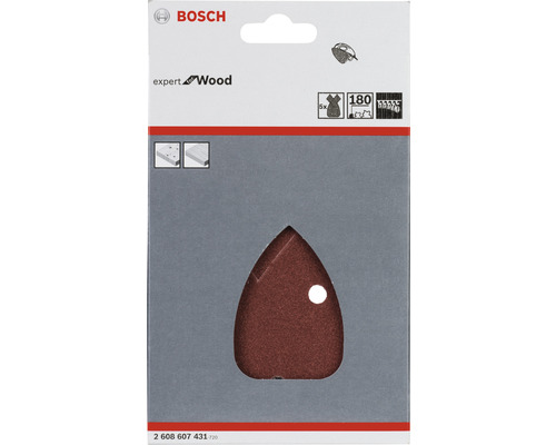 Brúsny list na drevo Bosch Expert so zrnitosťou 180 pre trojuholníkovú brúsku v balení po 5 kusov