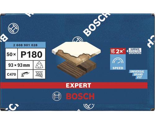 Brúsny papier Bosch Expert P180, 93x93 milimetrov, 50 kusov