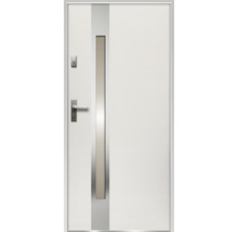 Biele vchodové dvere s úzkou sklenenou vložkou