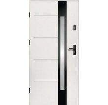 Biele vchodové dvere so sklenenou vložkou a kľučkou