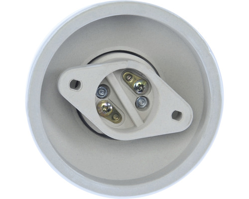 Pohľad zdola na keramickú objímku žiarovky E27