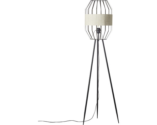 Stojacia lampa so statívom a tienidlom z kovu a textilu