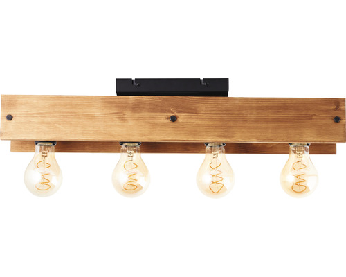 Stropné svietidlo z dreva so štyrmi žiarovkami