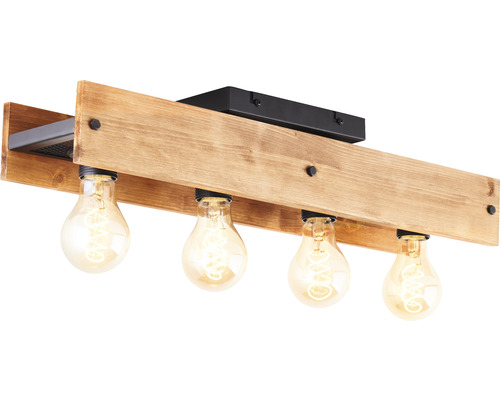 Drevené stropné svietidlo so štyrmi žiarovkami