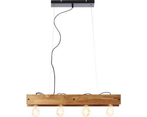 Drevené závesné svietidlo so štyrmi žiarovkami