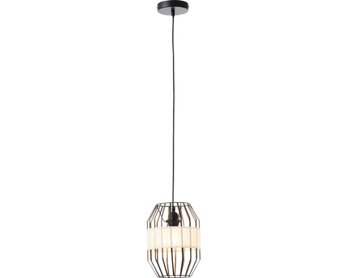 Závesná lampa s kovovým a látkovým tienidlom