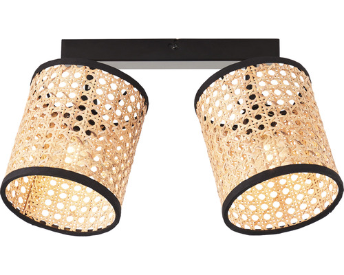 Stropné svietidlo s dvomi tienidlami z ratanu