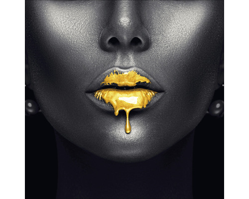 Sklenený obraz Golden Lips II 30x30 cm