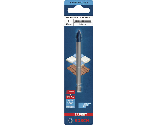 Vrták do dlaždíc Bosch HEX-9 HardCeramic, priemer 8 mm, dĺžka 90 mm