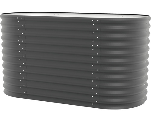 Kovový vyvýšený záhon s vlnitým povrchom a skrutkovými spojmi