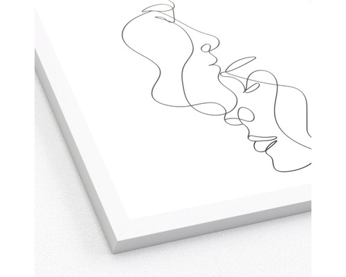 Obraz v ráme s čiarovou kresbou dvoch tvárí