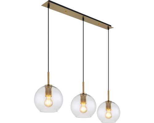 Závesné svietidlo s tromi čírymi sklenenými guľami