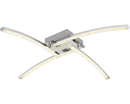 LED stropné svietidlo Globo 67169-24IP Jules 24 W 1500 lm 2700-4000-6000 K chróm Stropné svietidlo s kryštálmi a zakrivenými chrómovými ramenami