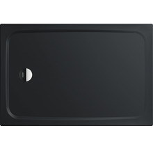 Čierna sprchová vanička zo smaltovanej ocele s odtokovou armatúrou