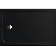 Čierna sprchová vanička obdĺžnikového tvaru s odtokovou súpravou