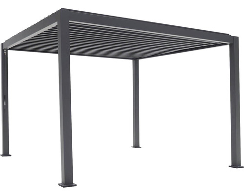 Voľne stojaca sivá pergola s lamelovou strechou