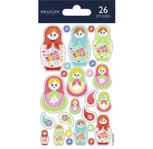 Samolepky Draeger s motívmi matriošky, 26 kusov