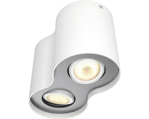 Biele stropné svietidlo s dvoma svetelnými zdrojmi