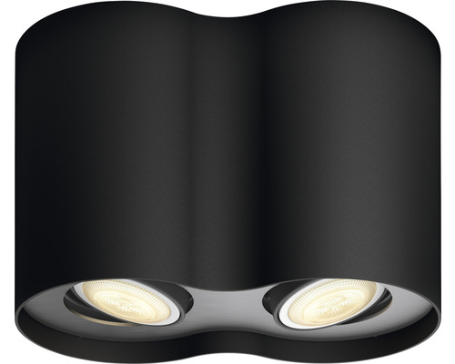 Čierne stropné svietidlo s dvoma žiarovkami