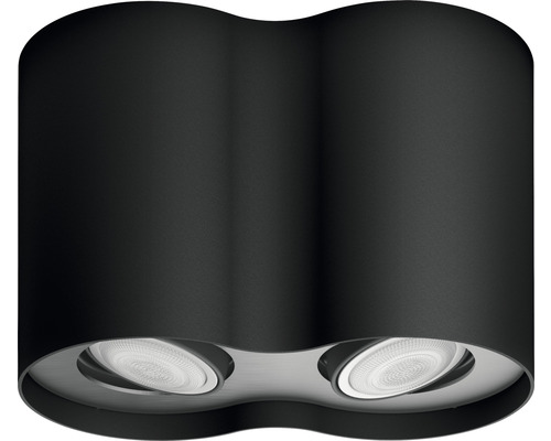 Čierne stropné svietidlo s dvoma svetlami