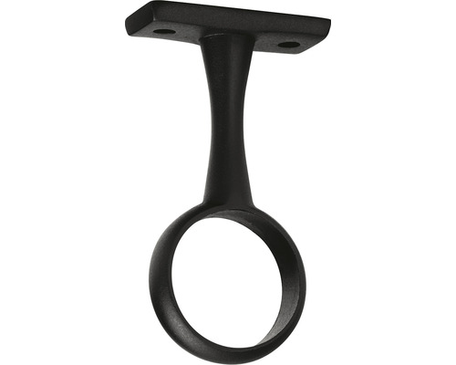 Držiak šatníkovej tyče Ø25 mm, priebežný, čierny