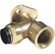 Mosadzný T-kus s montážnou doskou na stenu pre sanitárne inštalácie