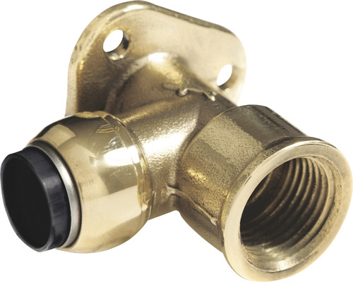 Mosadzný T-kus s montážnou doskou na stenu pre sanitárne inštalácie